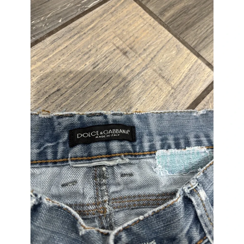 Dolce & Gabbana Men's Jeans Distressed Light Wash Straight Leg Made in Italy